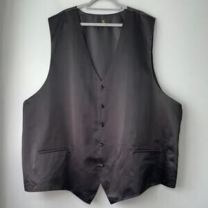 Best Tuxedo Mens Size 6XL Long Black Formal Satin Vest Waistcoat Wedding Event